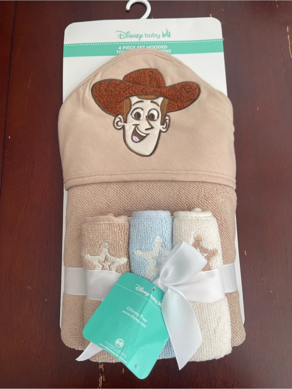 Disney Woody Hooded Towel and Washcloth Set - Beige, Light Blue, Cream